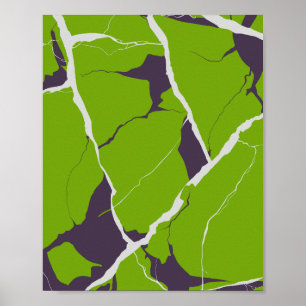 Póster Diseño abstracto de una superficie verde fracturad