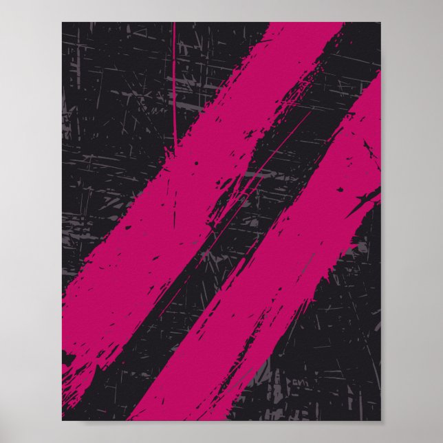 Póster Diseño abstracto del pincel rosa de Grunge (Frente)