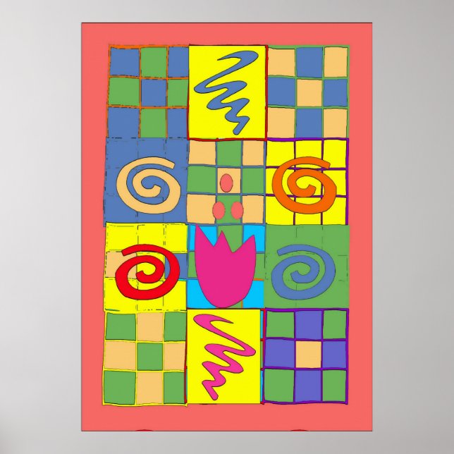 Póster Diseño abstracto en cuadrados (Frente)