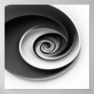 Póster Diseño abstracto en espiral elegante en blanco y n