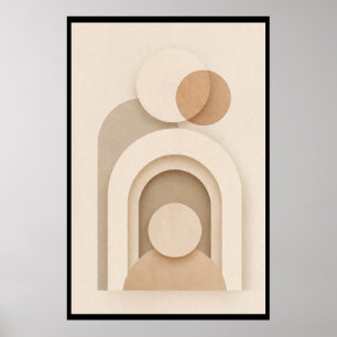 Póster Diseño Abstracto Escandinavo Beige Neutro