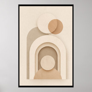 Póster Diseño Abstracto Escandinavo Beige Neutro