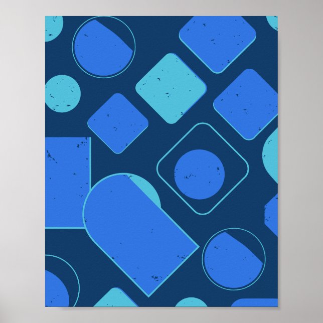 Póster Diseño abstracto geométrico azul (Frente)