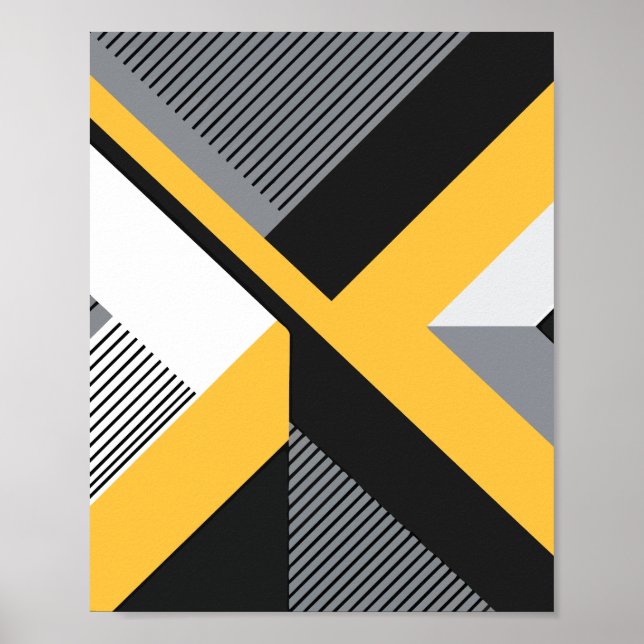 Póster Diseño abstracto geométrico con amarillo y negro (Frente)