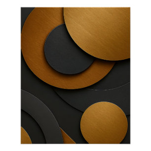 Póster Diseño abstracto geométrico de lujo negro y oro