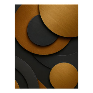 Póster Diseño abstracto geométrico de lujo negro y oro