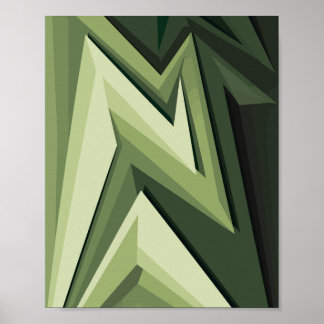 Póster Diseño abstracto geométrico en tonos verdes