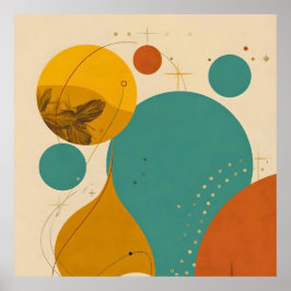 Póster Diseño abstracto geométrico moderno de mediados de