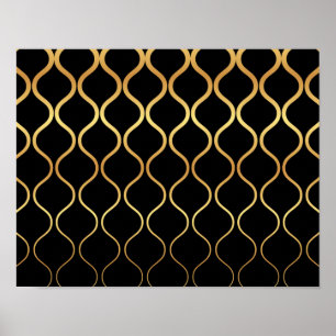Póster Diseño abstracto negro, dorado, fresco, moderno, r
