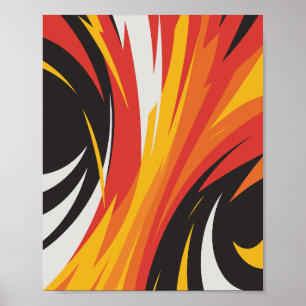 Póster Diseño abstracto rojo, Naranja y amarillo intenso