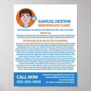 Póster Diseño acné, dermatólogo, clínica dermatológica