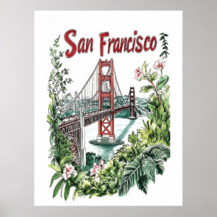Póster Diseño acuático del puente Golden Gate de San Fran