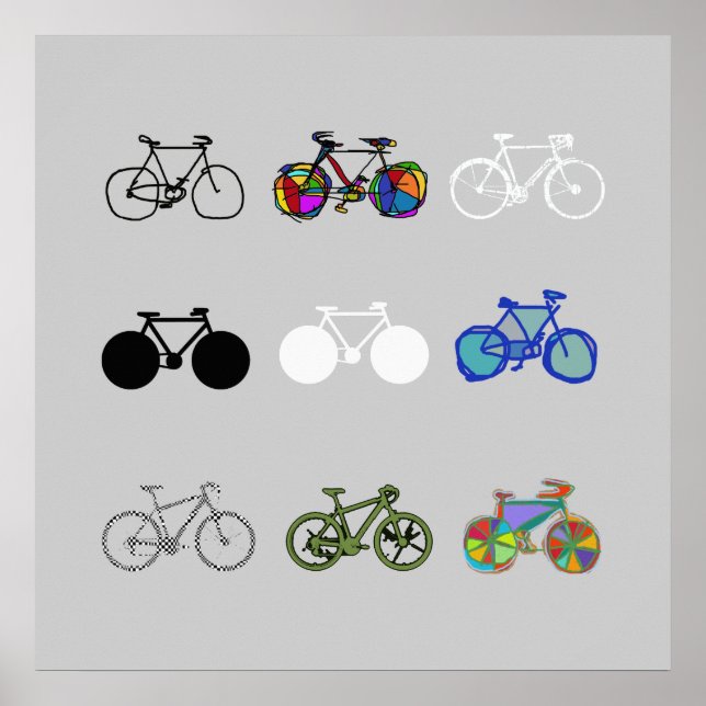 Póster diseño agrupado de bicicletas asombrosas (Frente)