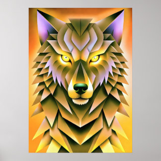 Póster Diseño animal de Ilustracion de lobo geométrico