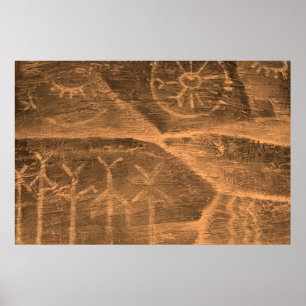 Póster diseño antiguo en la pared de las cuevas. historia