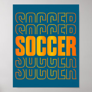 Póster Diseño Apilado Fútbol Dorado Amantes del Fútbol Pl