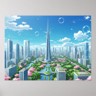 Póster Diseño arquitectónico urbano abstracto de paisaje 