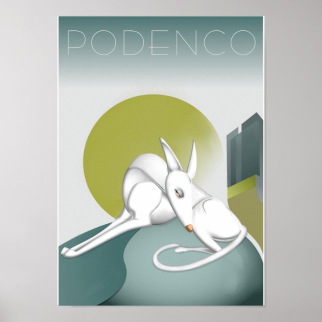 Póster Diseño Art Deco del perro del personalizable Poden (Frente)