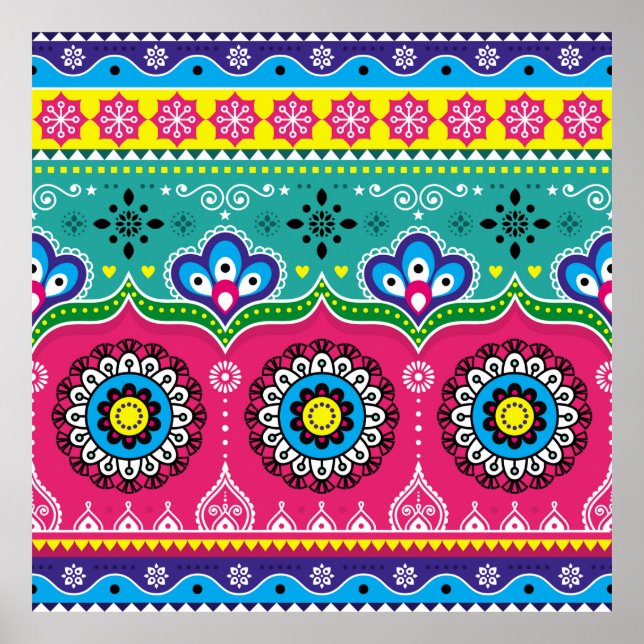 Póster Diseño artístico de camiones indios y paquistaníes (Frente)