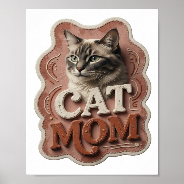 Póster Diseño artístico de GATA MAMÁ naranja (Frente)