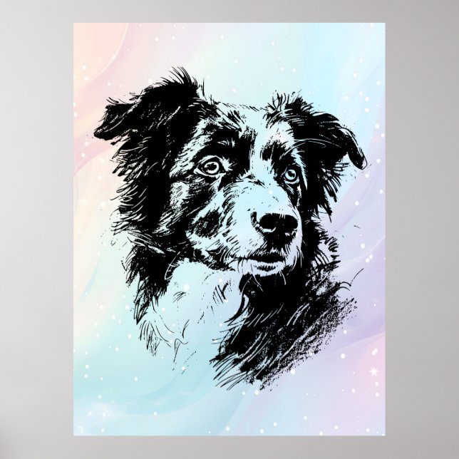 Póster Diseño artístico de Moda de perro pastor australia (Frente)
