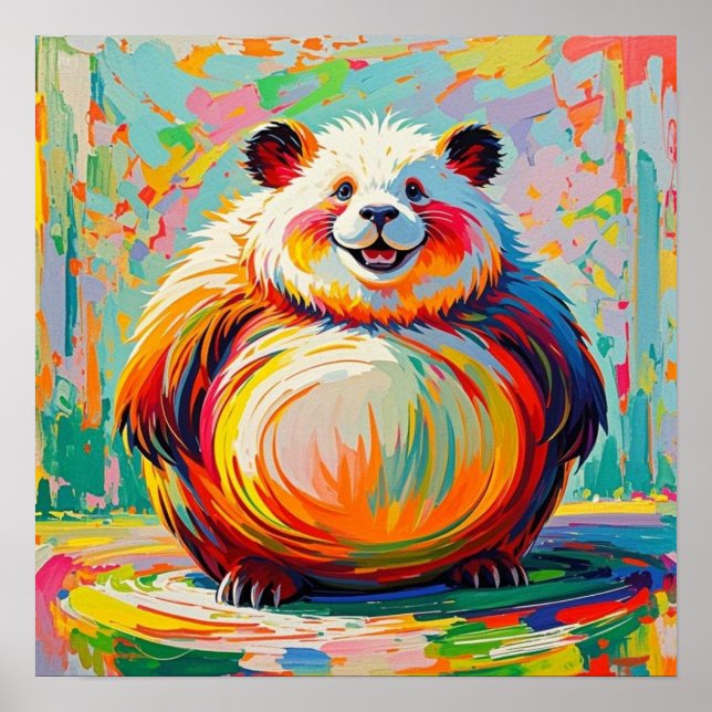Póster Diseño artístico de oso panda gigante abstracto co (Frente)