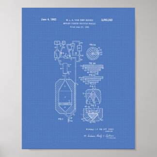 Póster Diseño artístico de patentes de la fisión nuclear