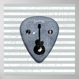 Póster diseño artístico de púa de guitarra