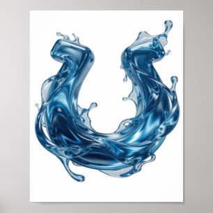 Póster Diseño audaz de salpicadura de agua azul fresco