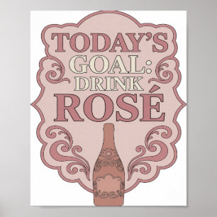 Póster Diseño audaz Rosa para beber OBJETIVO DE HOY Rosa