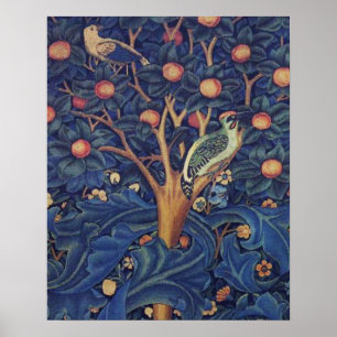 Póster Diseño azul de tapiz del pájaro carpintero de Will