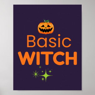 Póster Diseño básico de bruja divertido de Halloween