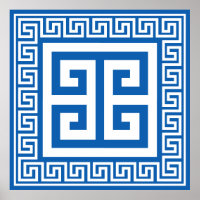 Diseño blanco y azul de patrón de llave griega