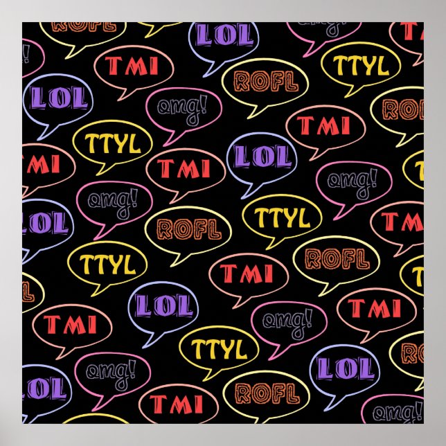 Póster Diseño brillante de las abreviaturas de texto (Frente)