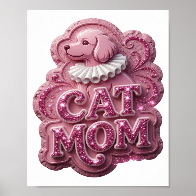 Póster Diseño CAT MOM Rosa Intenso (Frente)