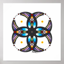 Póster Diseño circular de vidrio manchado