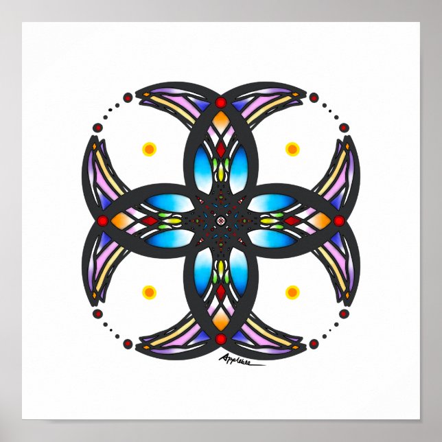 Póster Diseño circular de vidrio manchado (Frente)