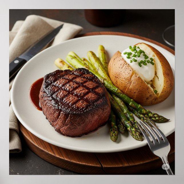 Póster Diseño clásico de la cena en el Steakhouse (Frente)