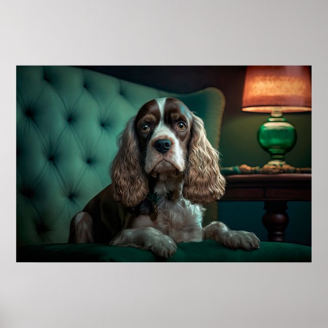 Póster Diseño Clásico de Retrato de Cocker Spaniel Elegan (Frente)