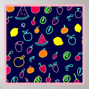 Póster Diseño colorido de Fantasia Fruta
