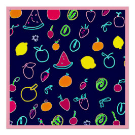 Póster Diseño colorido de Fantasia Fruta