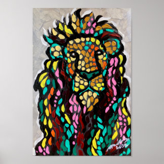 Póster Diseño colorido de pintura de leones