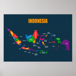 PÓSTER DISEÑO COLORIDO DEL MAPA DE INDONESIA DE ILUSTRACI