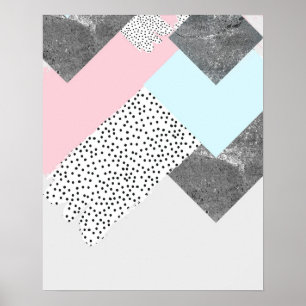 Póster Diseño con puntos de mármol geométrico Pastel