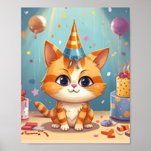 Póster Diseño con tema de gato gato ginger adorable (Frente)
