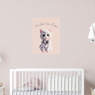 Póster Diseño con un lindo gatito gris