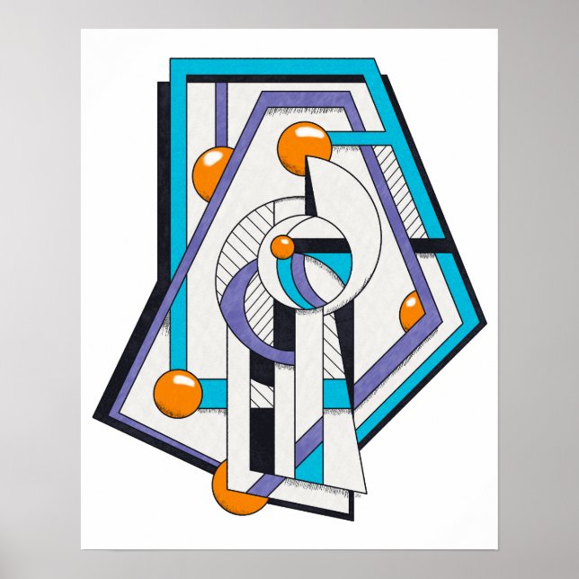 Póster Diseño Constructivista de Deco Geométrico (Frente)