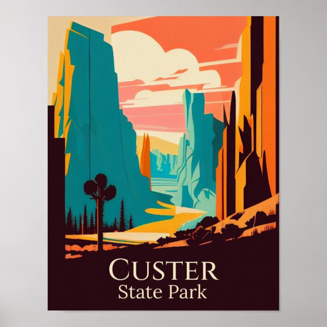 Póster Diseño contemporáneo del Parque Estatal Custer (Frente)
