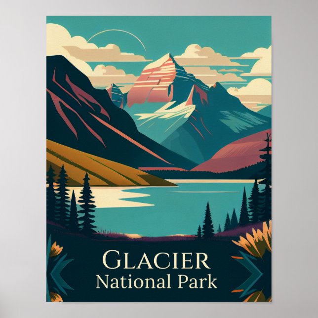 Póster Diseño contemporáneo del Parque Nacional del Glaci (Frente)