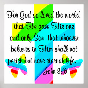 PÓSTER DISEÑO CRUZ Y MARIPOSA JOHN 3:16